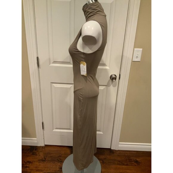 Good American Light Brown High Neck Sleeveless Maxi Dress, Size Small (1) - Picture 4 of 7